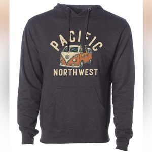Bear Bus Charcoal Hoodie Pacific Northwest Vibes Kangaroo Pocket